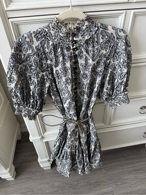 Zimmermann Black and White Printed Mini Dress